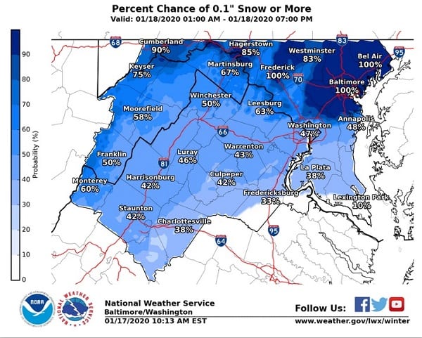 NWS Snowfall Probability Maryland 20200117a