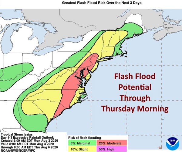 NWS Maryland Flash Flood Potential 20200803