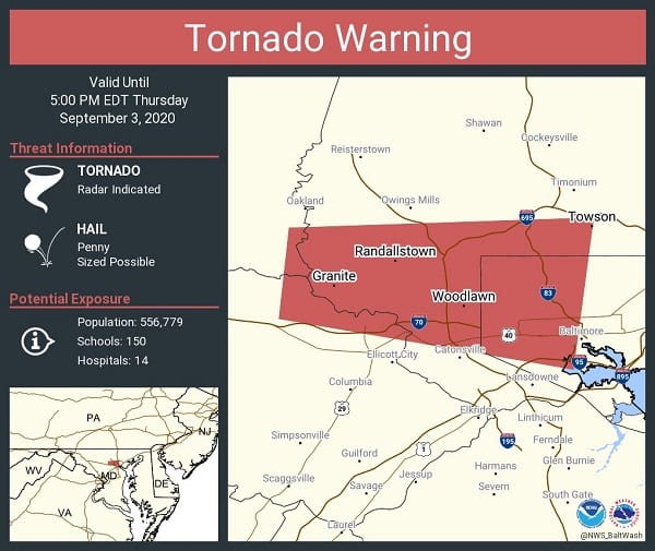 NWS Tornado Warning Maryland 20200903
