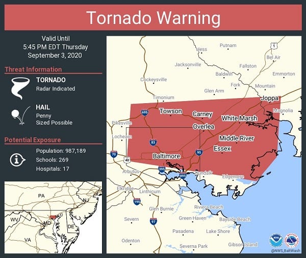 NWS Tornado Warning Nottingham Maryland 20200903