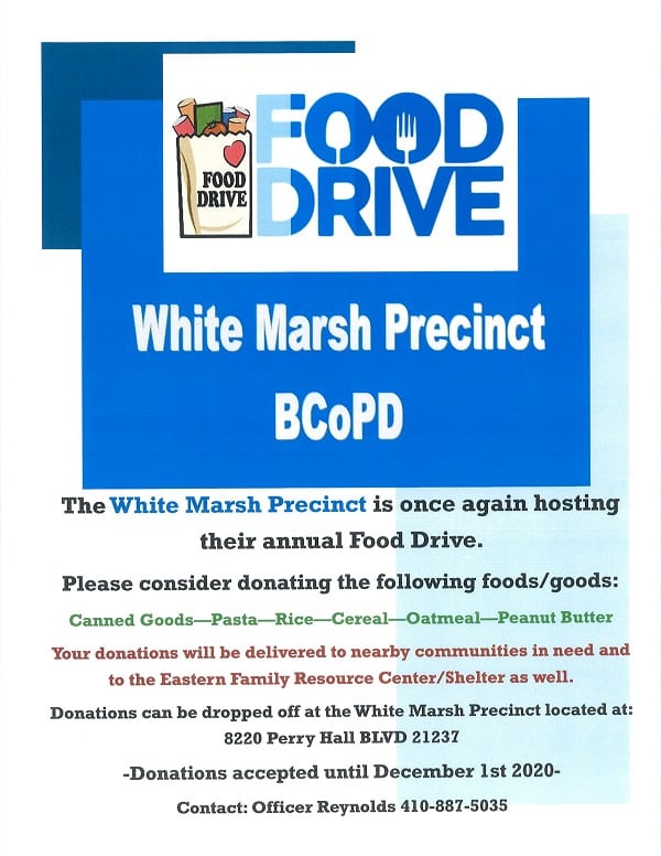 White Marsh Precinct Food Drive Flyer