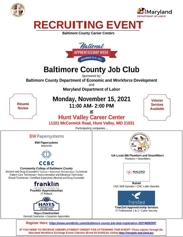 Baltimore County Job Club Event 20211115