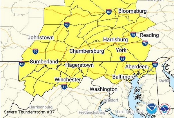 NWS Baltimore Thunderstorm Watch 20220307