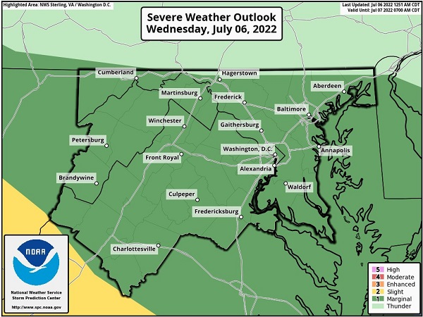 NWS Baltimore Severe Weather Outlook 20220706