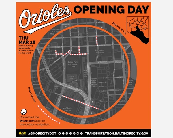 Orioles Opening Day Baltimore Traffic Modifications 20240328