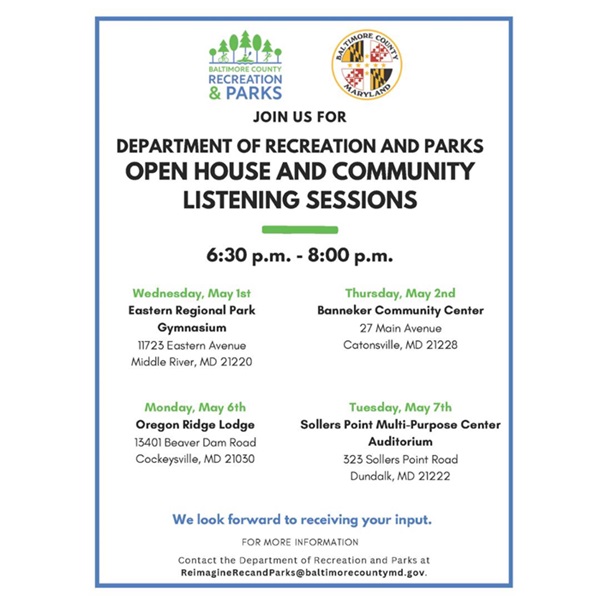 Baltimore County Recreation and Parks Open Houses 2024