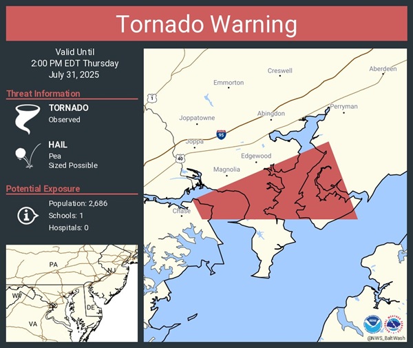 Tornado Warning Baltimore Harford County 20250731 Full