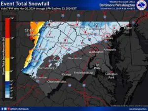 NWS Baltimore Snowfall Forecast 20241121