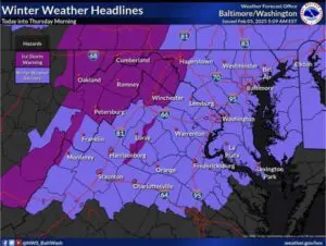 NWS Baltimore Ice Storm Warning Winter Weather Advisory 20250205