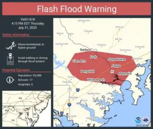 Flash Flood Warning Perry Hall White Marsh Joppa Glen Arm MD 20250731