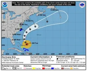 Hurricane Erin Projected Path 20250819b