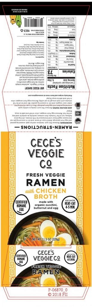 Label Ceces Veggie Co Veggie Ramen with Chicken Broth