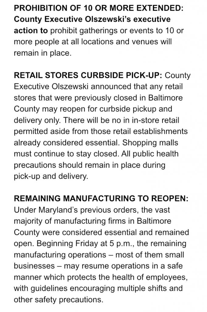 Baltimore County Restrictions 1