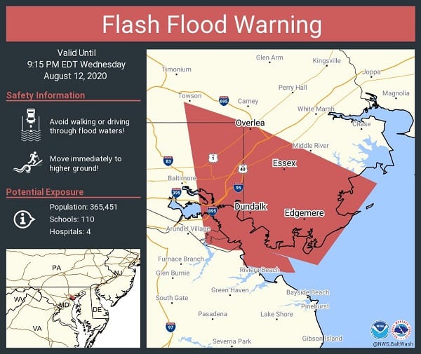 NWS Flash Flood Warning NottinghamMD 20200812