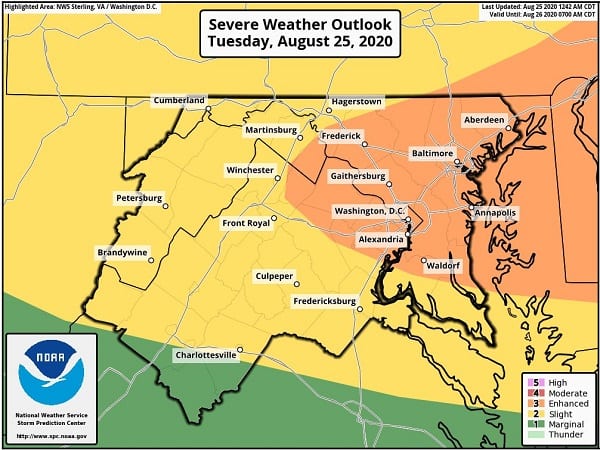 NWS Maryland Storm Outlook 20200825