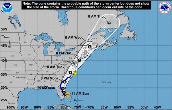 Tropical Storm Isaias Projected Path 20200802