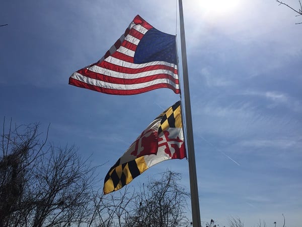 American Maryland Flag Half Staff