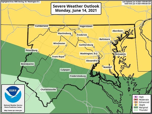 NWS Maryland Storm Probability 20210614