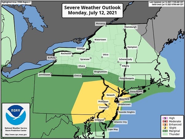 NWS Baltimore Severe Storm Probability 20210712a