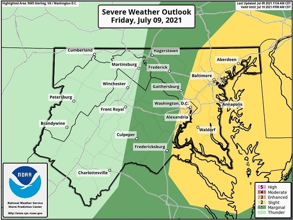 NWS Baltimore Storm Probability 20210709