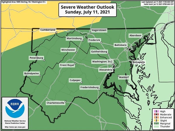 NWS Baltimore Storm Probability 20210711