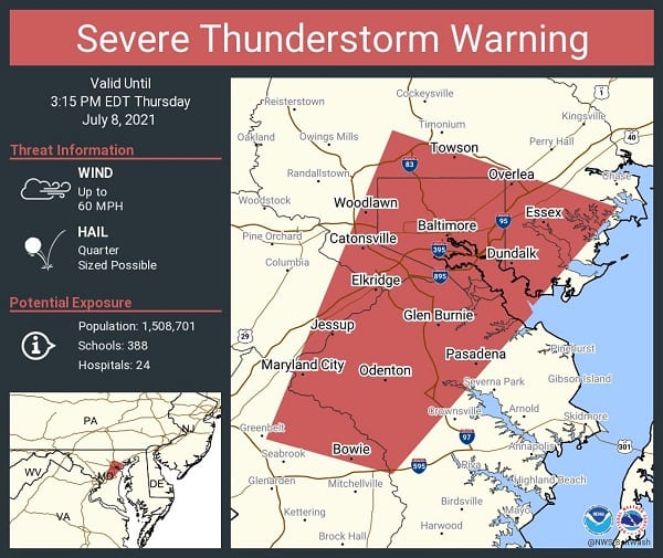 Nws Baltimore Thunderstorm Warning 20210708