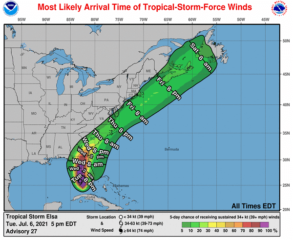 Tropical Storm Elsa Timeline 20210707