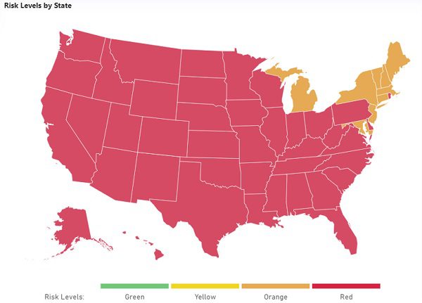 COVID Risk Levels by State 20210830