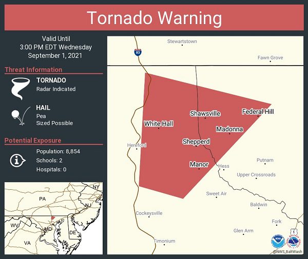 NWS Baltimore County Tornado Warning White Hall 20210901a