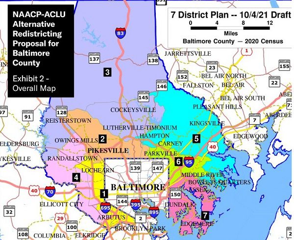 NAACP ACLU Alternative Proposed Baltimore County Redistricting Map 2021