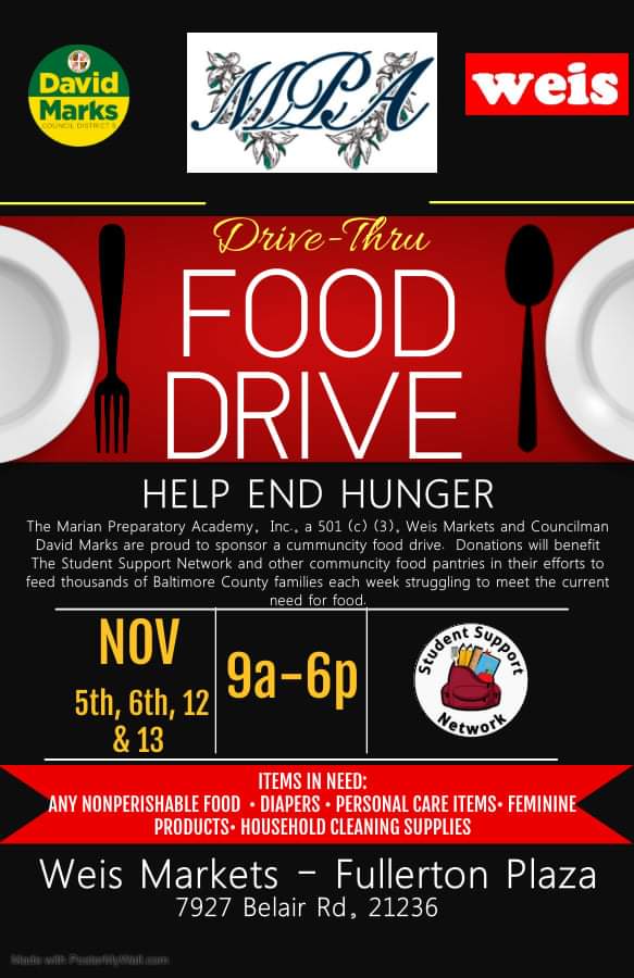 David Marks Weis Markets Food Drive 2021 Flyer