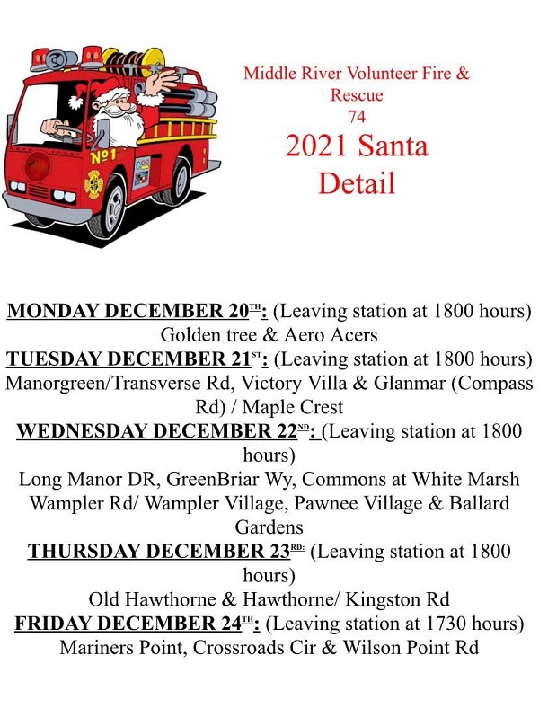 Middle River Santa Visits 2021