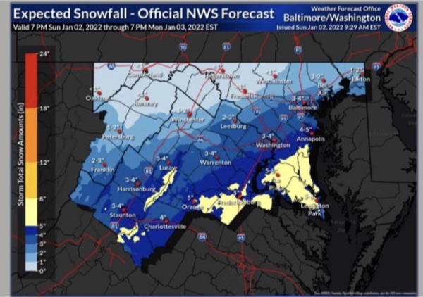 NWS Baltimore Snow Forecast 20210102