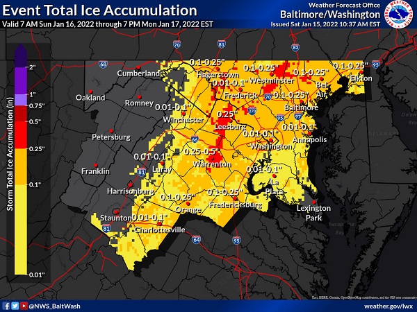 NWS Baltimore Ice Forecast 20220115
