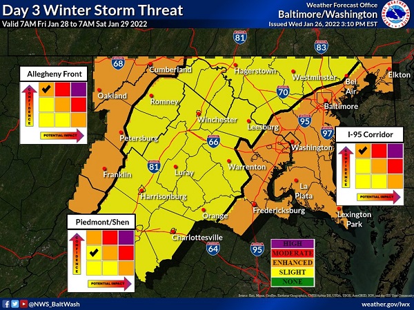 NWS Baltimore Snow Probability 20220126a-