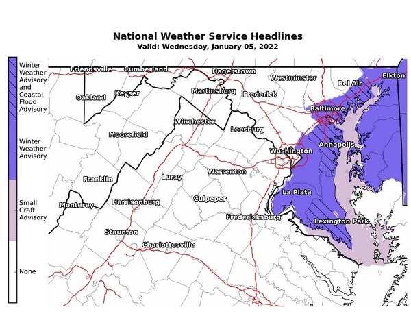 NWS Baltimore Winter Weather Advisory 20220105
