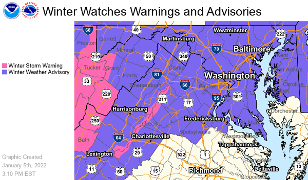 NWS Baltimore Winter Weather Advisory 20220106