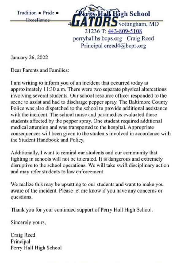 PHHS Letter to Parents 20220126