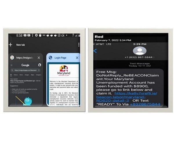 MD Unemployment Text Email Scam 20220216