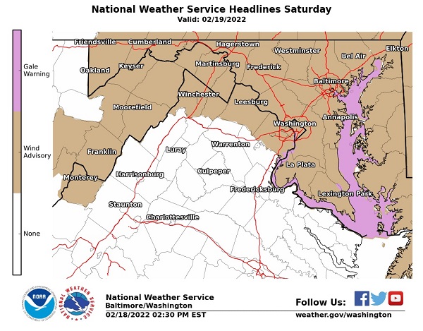 NWS Baltimore Wind Advisory 20220219