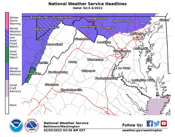 NWS Baltimore Winter Weather Advisory 20220203