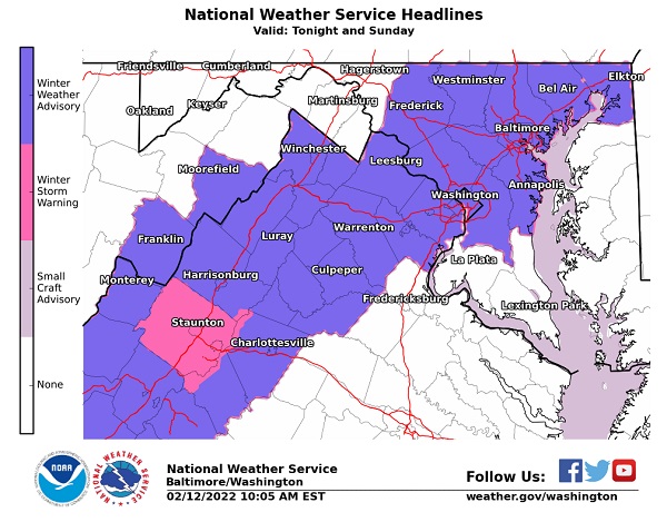 NWS Baltimore Winter Weather Advisory 20220212