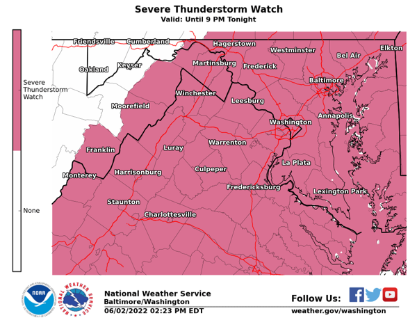 Severe Thunderstorm Watch Baltimore 20220602