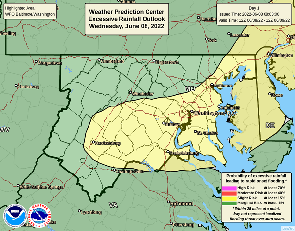 NWS Baltimore Rainfall 20220608