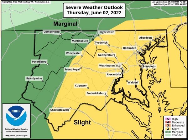 NWS Baltimore Severe Storm Potential 20220602