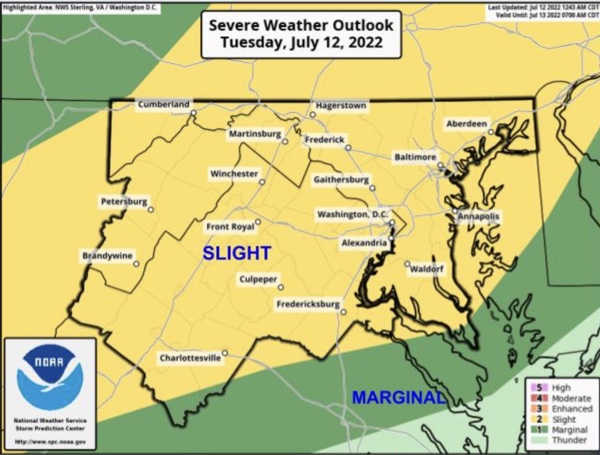 NWS Baltimore Storm Probability 20220712