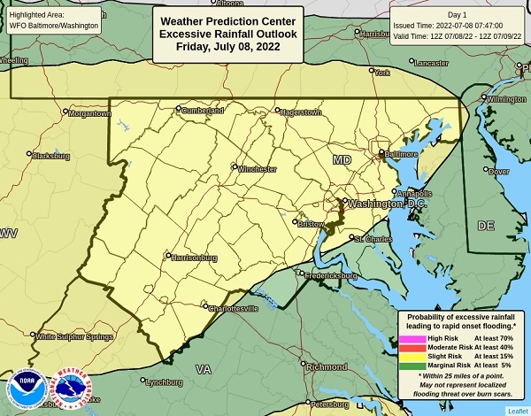 NWS Baltimore Rainfall Forecast 20220708