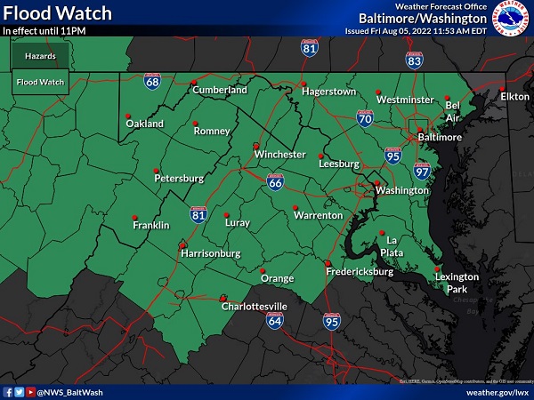 NWS Baltimore Flood Watch 20220805a