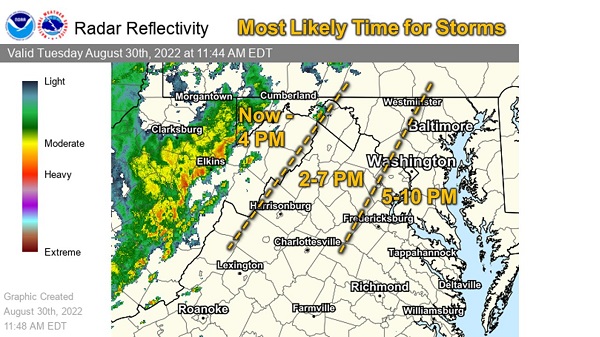 NWS Storm Arrivial Timeline 20220830