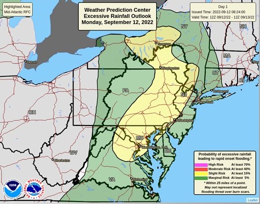 NWS Baltimore Excessive Rainfall Outlook 20220912